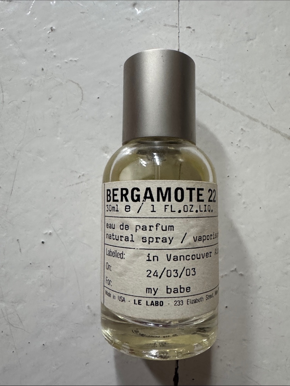 Le Labo Bergamote 30ml bottle